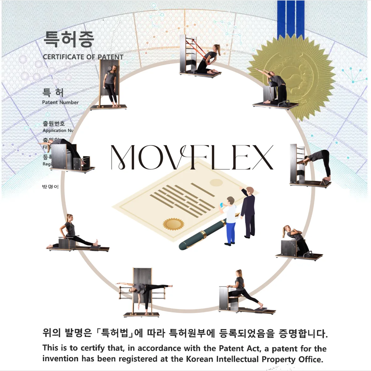 모브플렉스의 맞춤형 회복운동 시스템 특허증 이미지