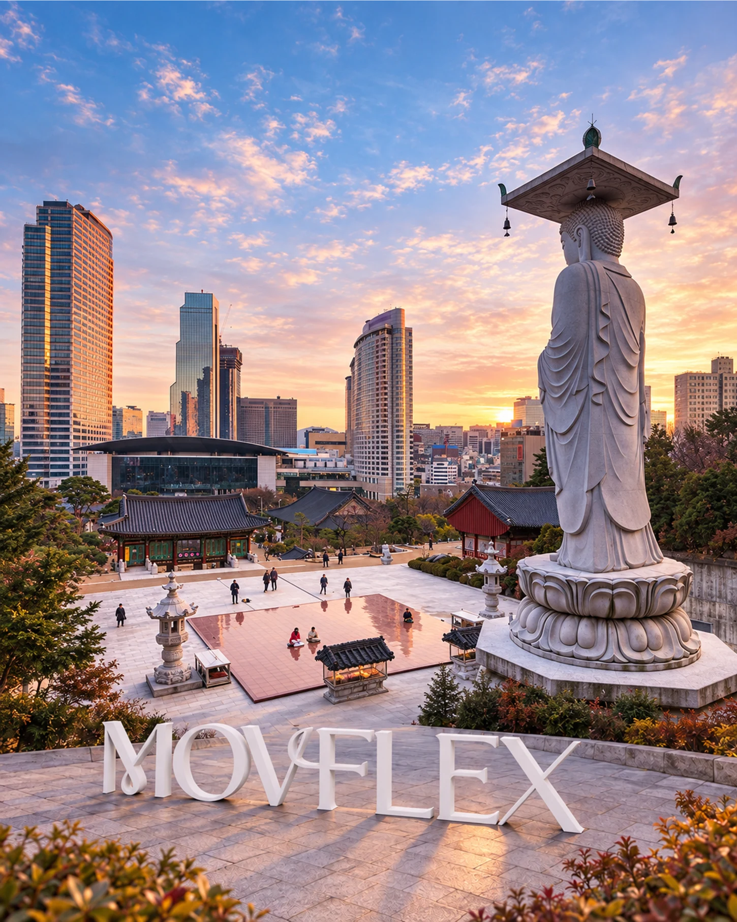 봉은사 전경과 MOVFLEX 브랜딩을 담은 대표 이미지