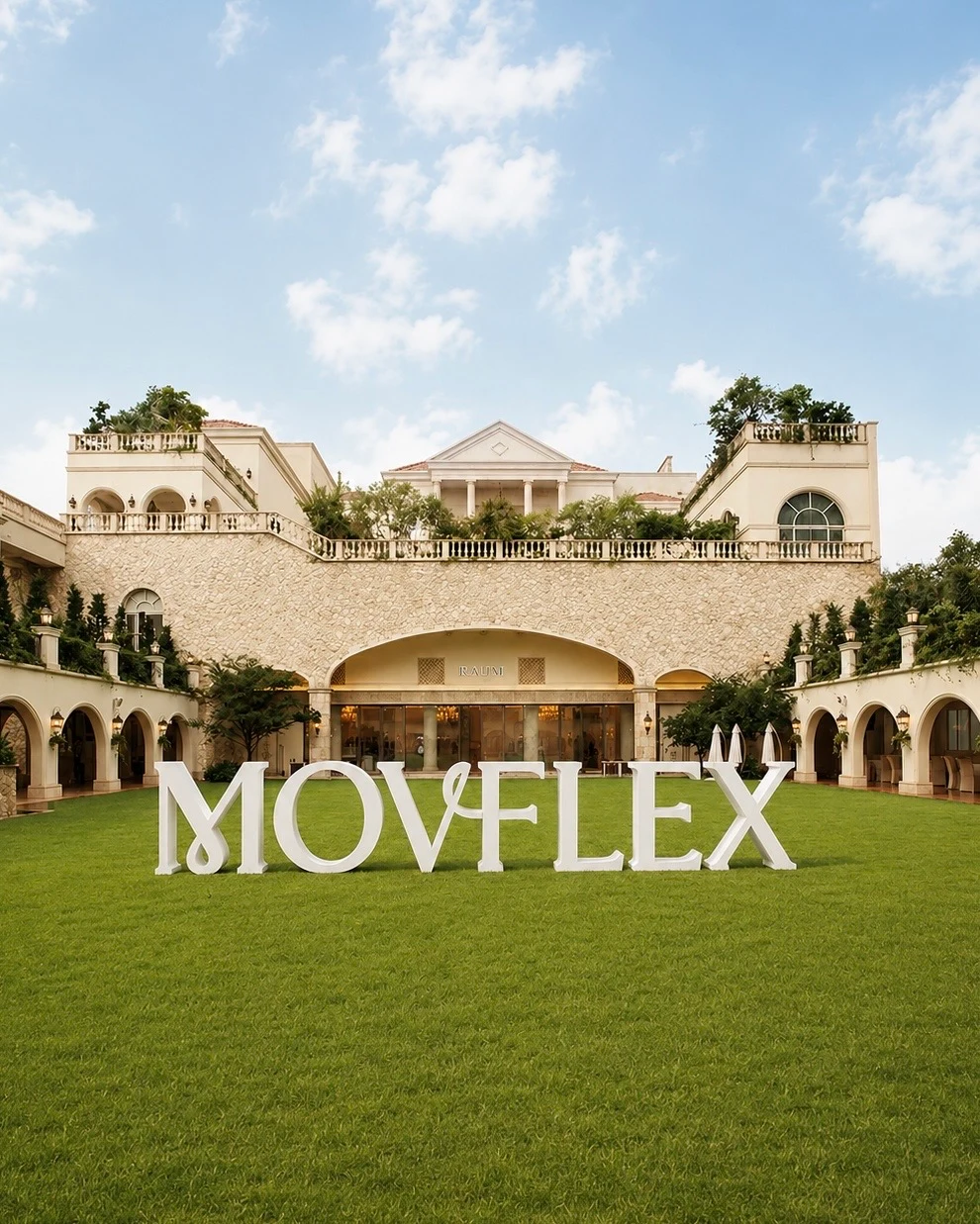 라움 정원과 MOVFLEX 브랜딩을 담은 대표 이미지